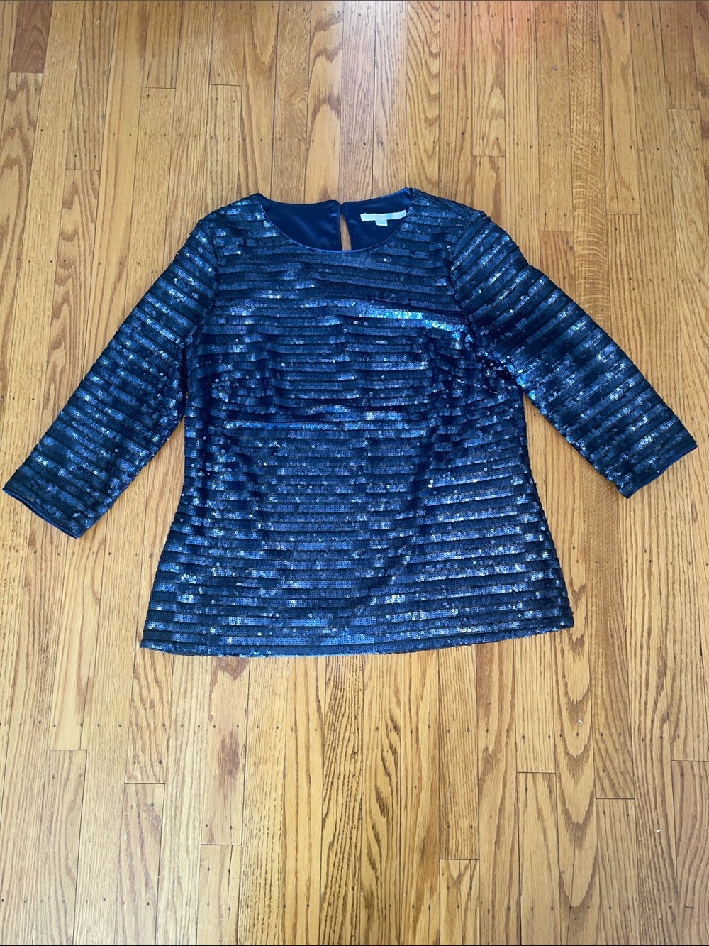 Boden Women’s Navy Sequin 3/4 Sleeve Top